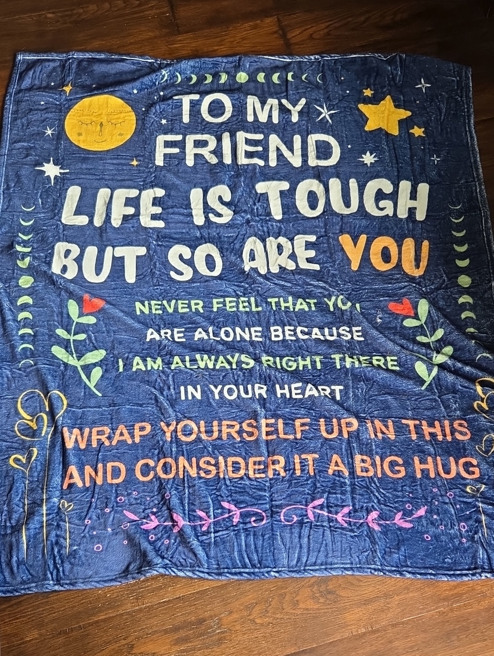 Plush Navy Friendship Inspirational Throw Blanket 50x70
